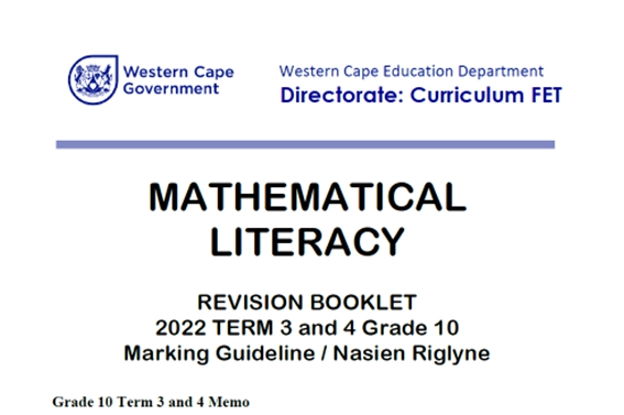 Gr 10 Revision Memo T 3 4 Mathematical Literacy Wiskundige